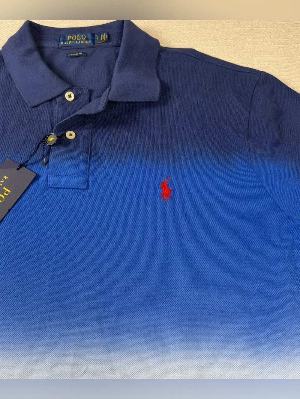 NWT Polo Ralph Lauren Ombre Gradient Short Sleeve Polo Shirt Mens Size Large